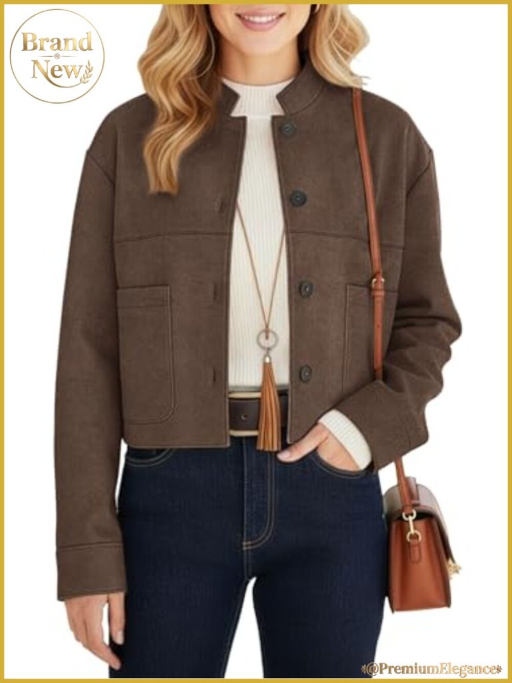 Faux Suede Cropped Bomber Jacket Lightweight Aviator Motorcycle Outerwear